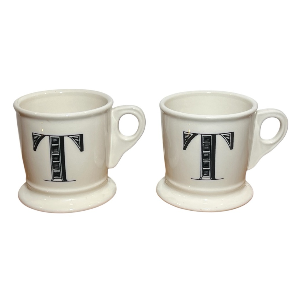 Anthropologie Monogram Letter T Coffee Mug Set